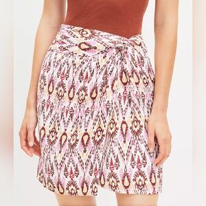 LOFT Ikat Linen Blend Twist Sarong Mini Skirt Size 8P
